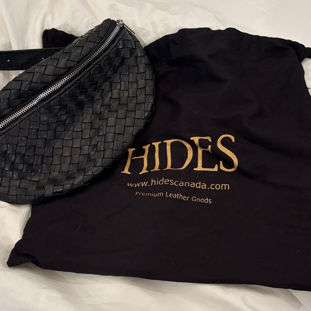 Black Woven Leather Crossbody Bag